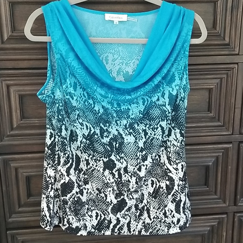 Calvin Klein sleeveless snake print blouse